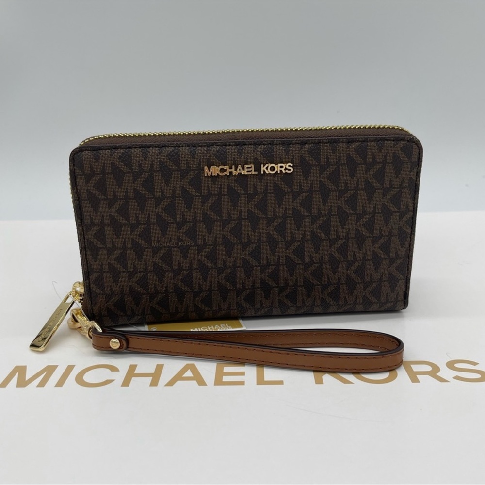 Michael Kors Md ZA Phone Holder Wallet Brown - Picture 2 of 11